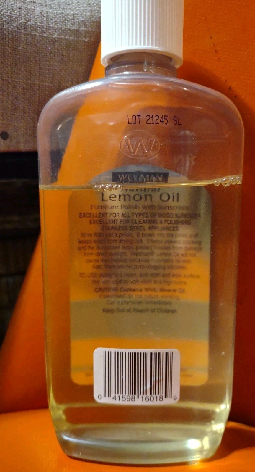 Weiman Lemon Oil Furniture Wood Polish with UV Sunscreen 16 Oz Bottle 80% Full