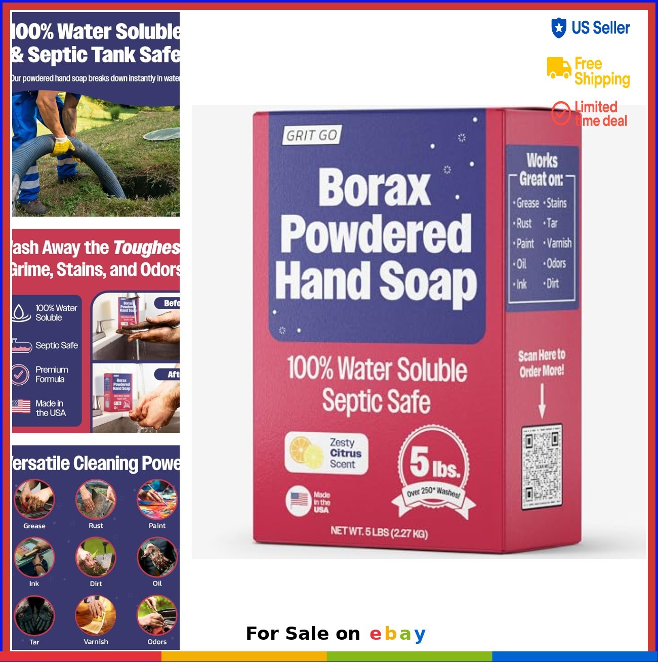 Powdered Hand Soap 5 lb Heavy-Duty Cleaning Septic Safe Water Soluble Grease