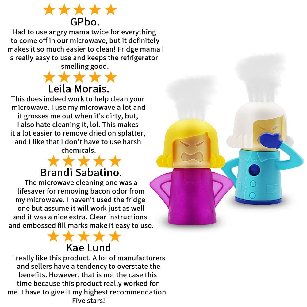 Abnaok Angry Mom Microwave Cleaner and 2 Count (Pack of 1), White+Yellow