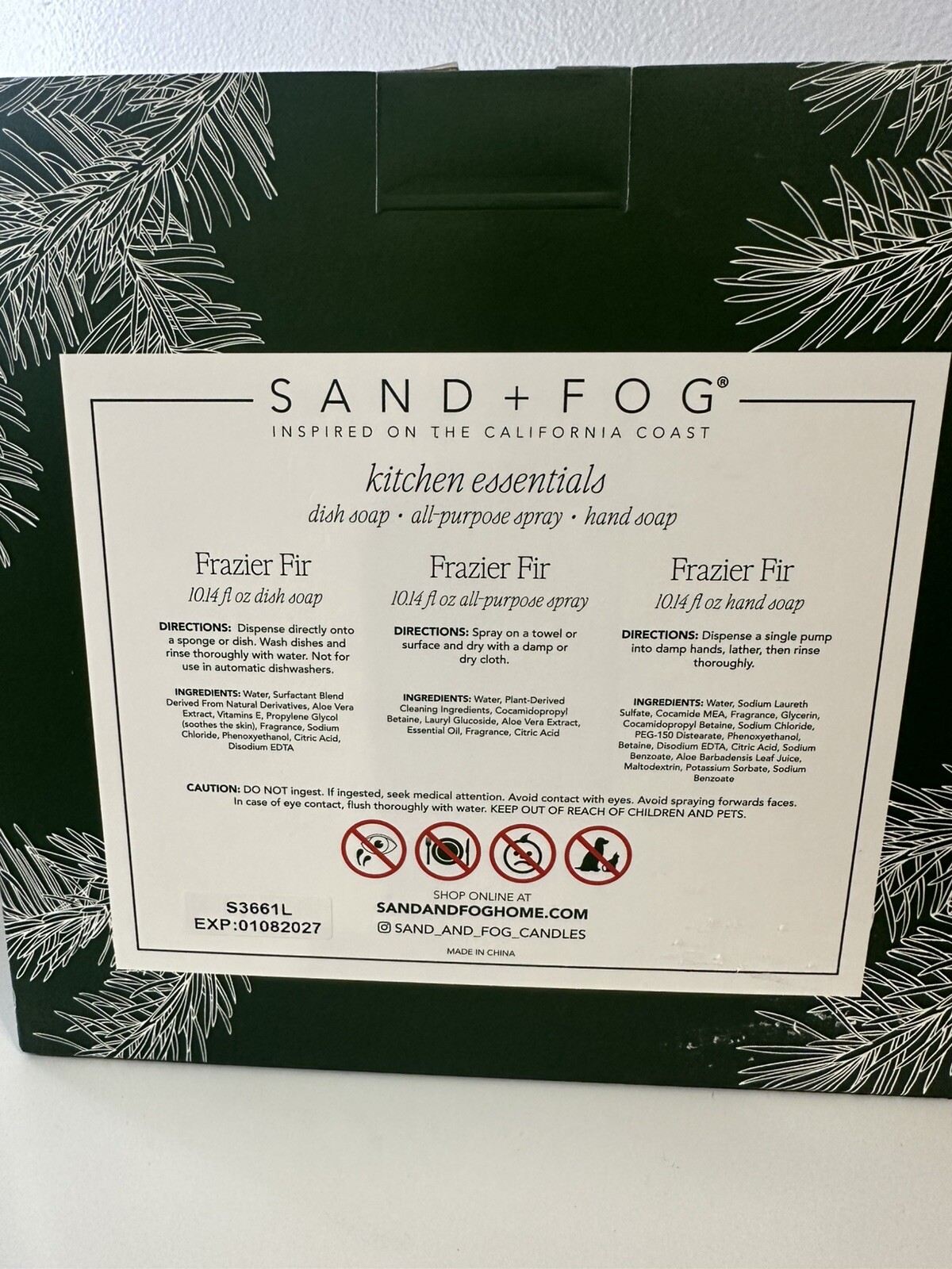 Sand + Fog FRAZIER FIR Kitchen Essentials 3 Piece Gift Set 10 Oz.