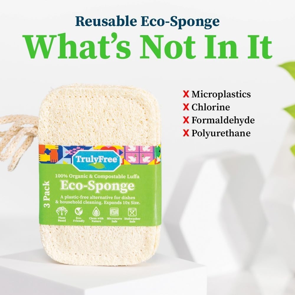 Natural Cleaning es, 100% Organic Luffa Dish Scrubber, Plant-Based Compostabl…
