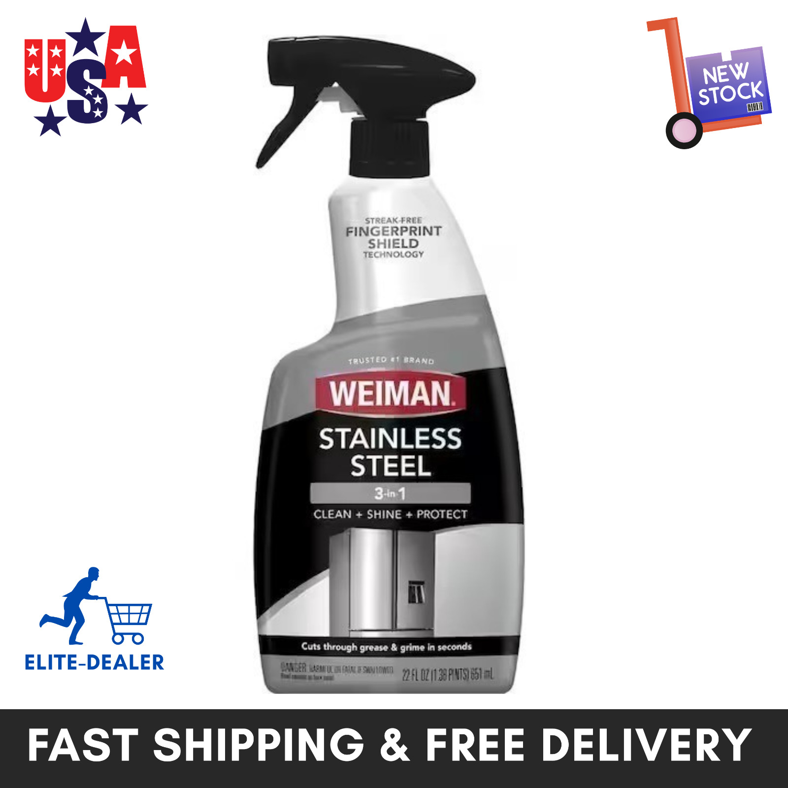 Weiman Stainless Steel Cleaner & Polish Trigger Spray, 12 fl oz