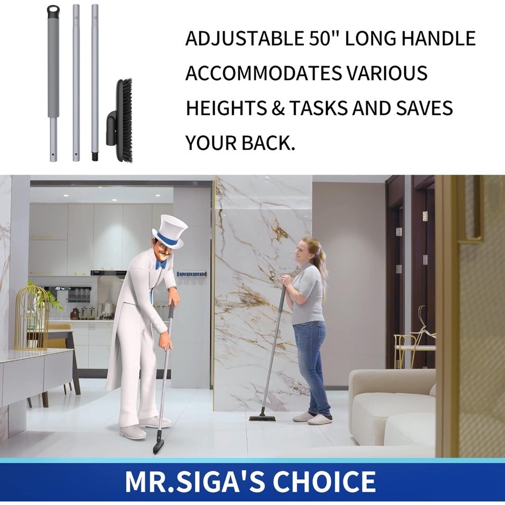 Long Handle Heavy Duty Grout Scrub Brush Stiff Bristles Shower Floor Tile