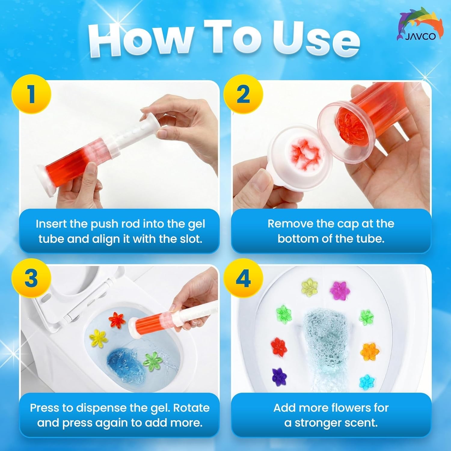 Toilet Gel Stamps, 96 Flower Stamps Toilet Bowl Freshener, Long Lasting Toile…
