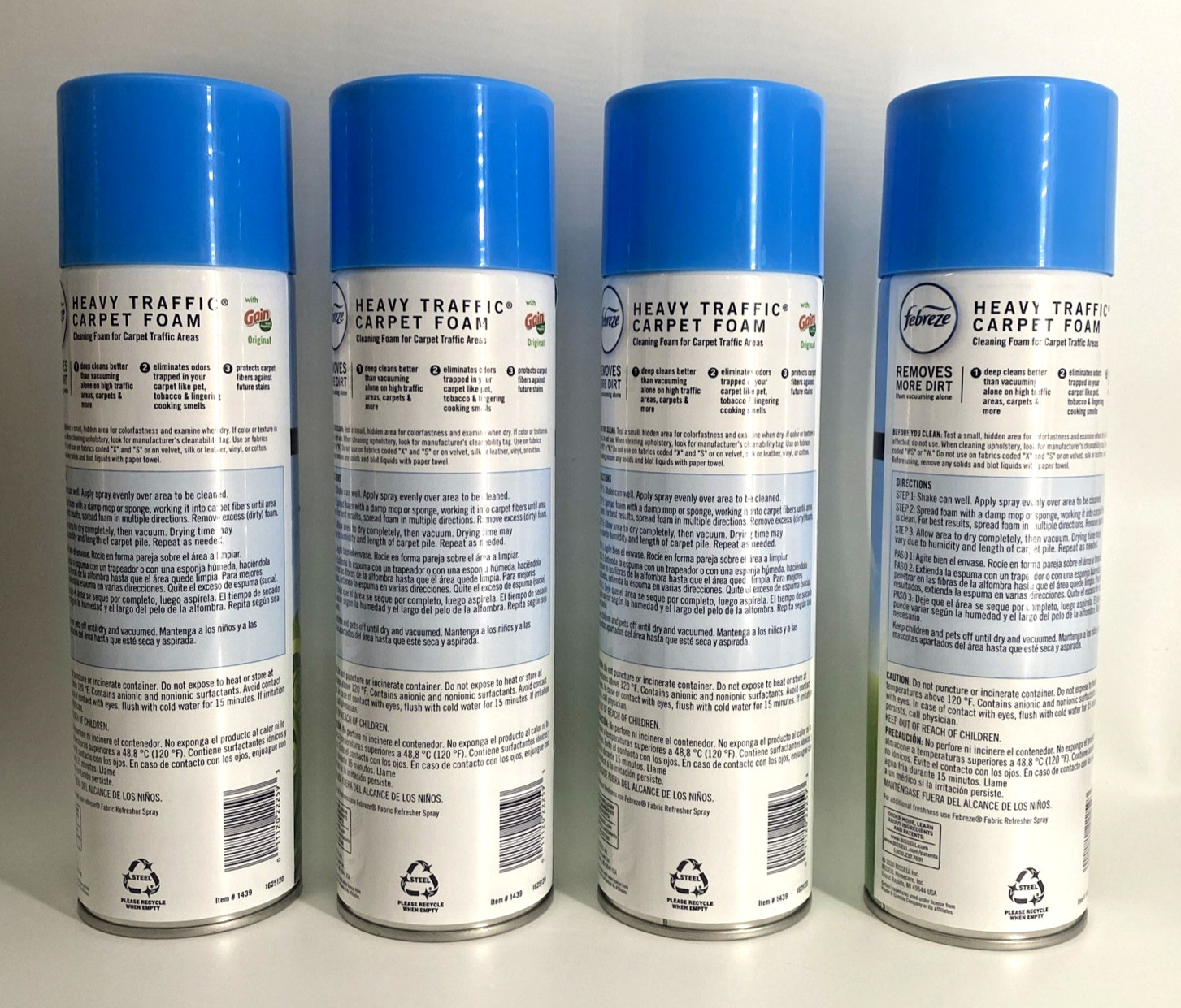Febreze Heavy Traffic Carpet Cleaner Foam Gain Scent 22oz Bissell LOT Of 4