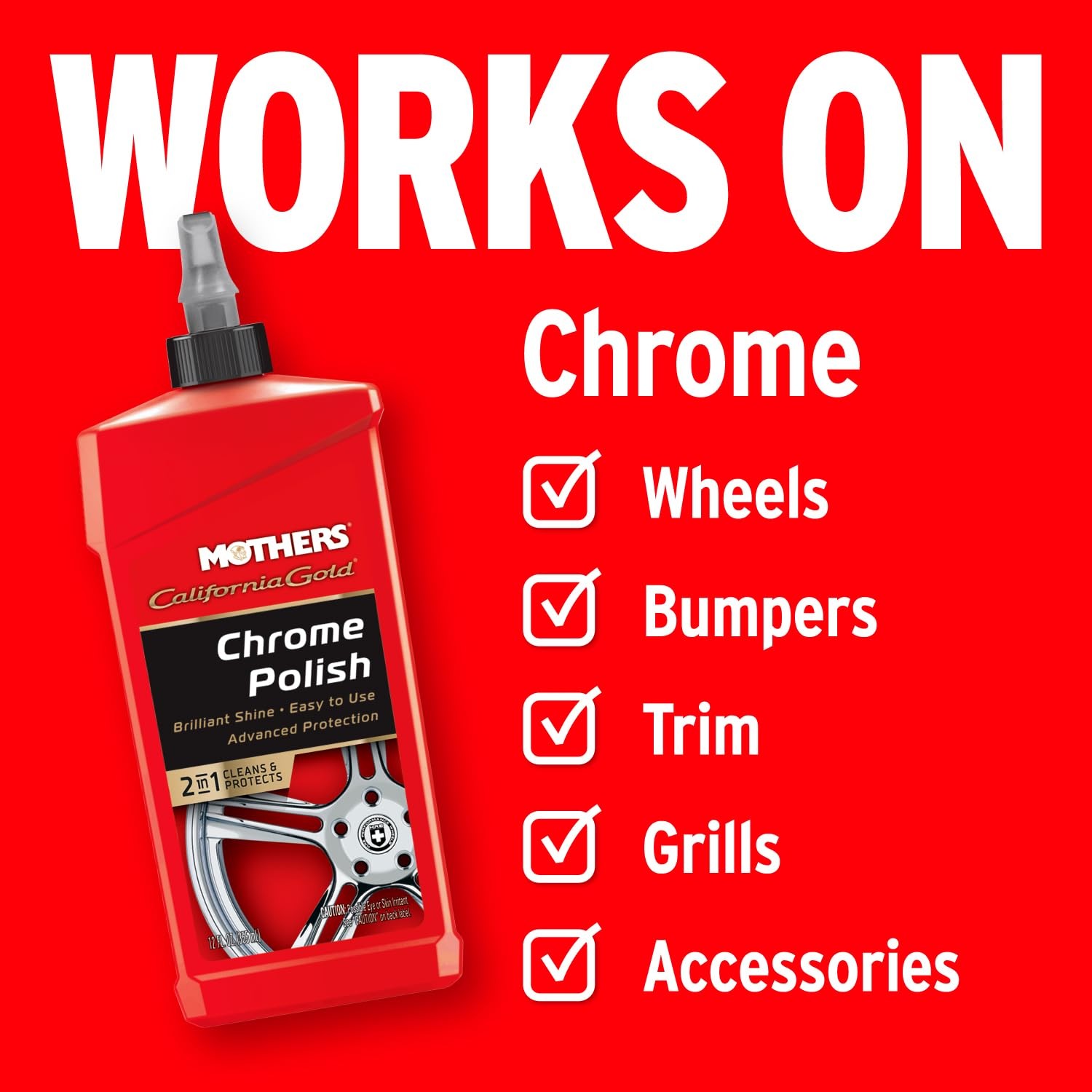 California Gold Chrome Polish, 12 oz. — Cleans & Brightens Chrome Bumpers, Wh…