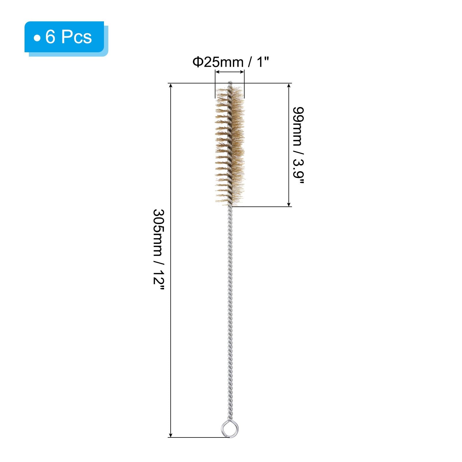12″ Wire Tube Brush, 6Pcs 1″ Diameter Brass Wire Tube Brush Pipe Cleaning Sup…