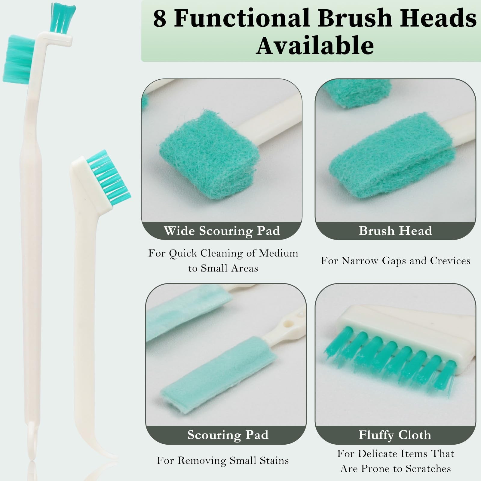 8-Piece Small Cleaning Brush Set for Tight Spaces, Mini Crevice Brushes for H…