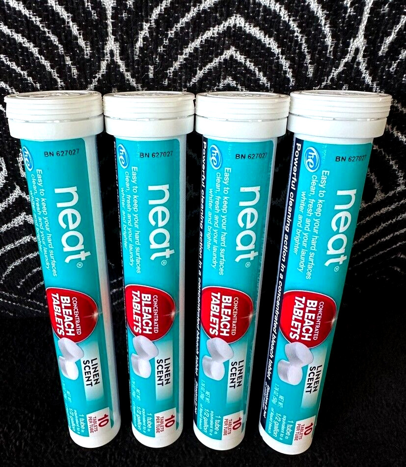 4pk NEAT LINEN SCENT CONCENTRATED BLEACH TABLETS POWERFUL HOME CLEANING LAUNDRY