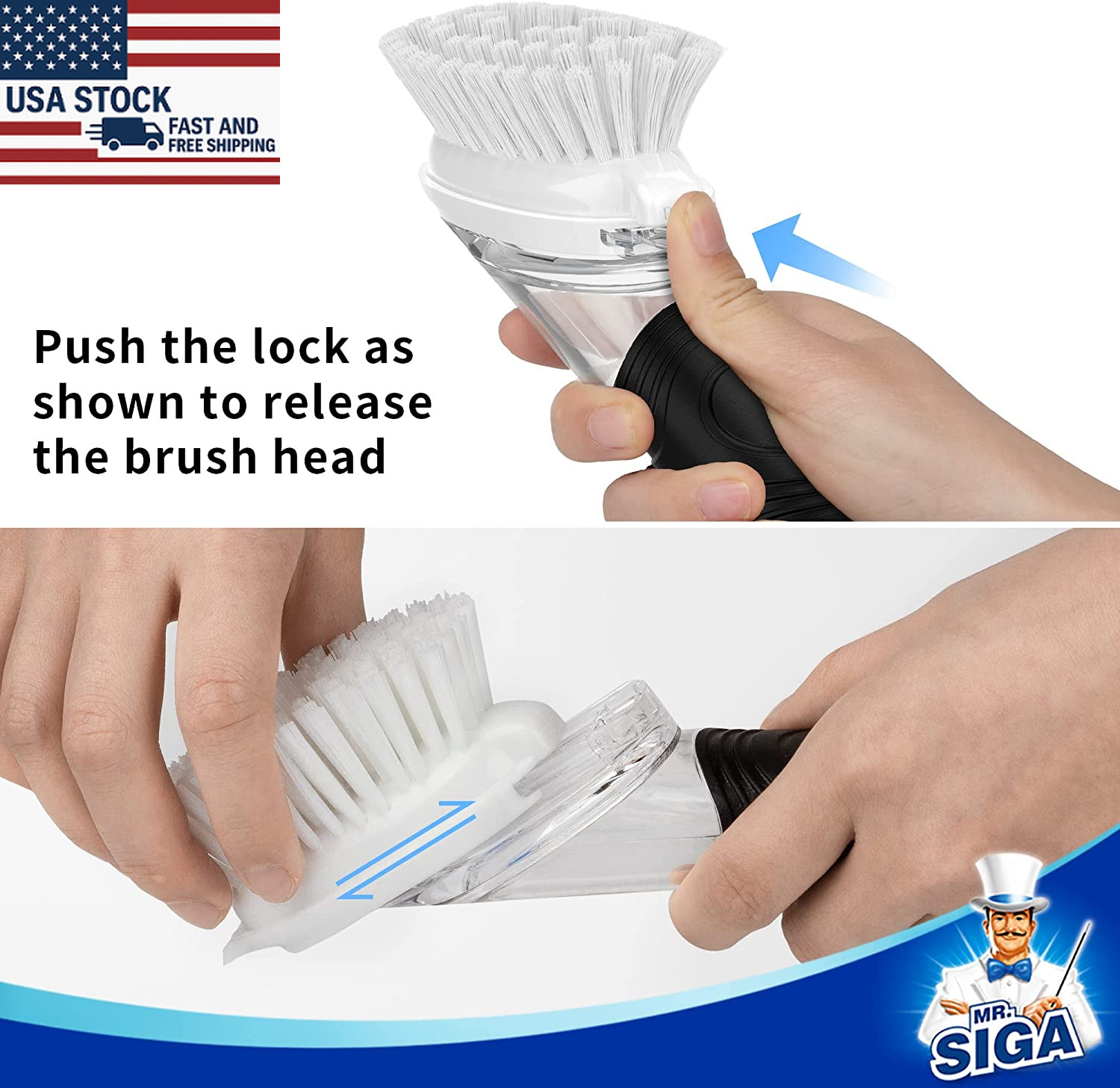 Soap Dispensing Dish Brush Set Kitchen Cleaning Brush Holder Pot Sink Scrubber
