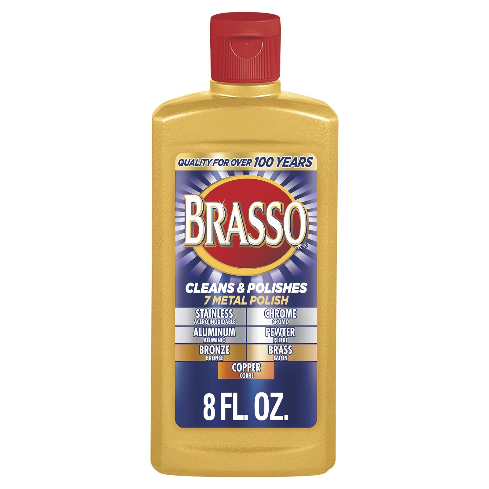 Brasso Metal Cleaner 8oz – Removes Tarnish & Polishes Brass Copper Chrome