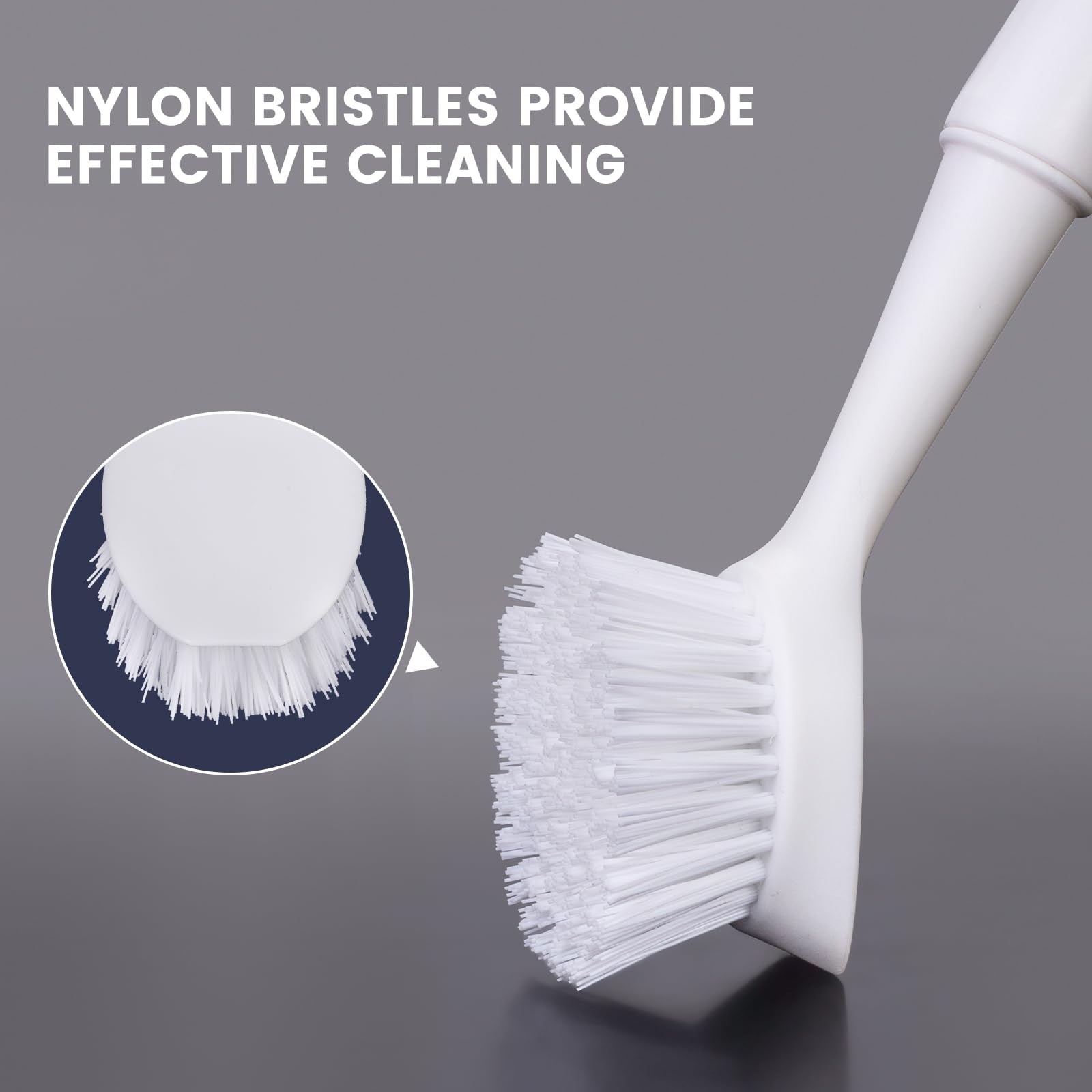 Dish Brush w/ Handle,Dish Scrub Brush with Built-in Scraper,Nylon Dish Scrubber