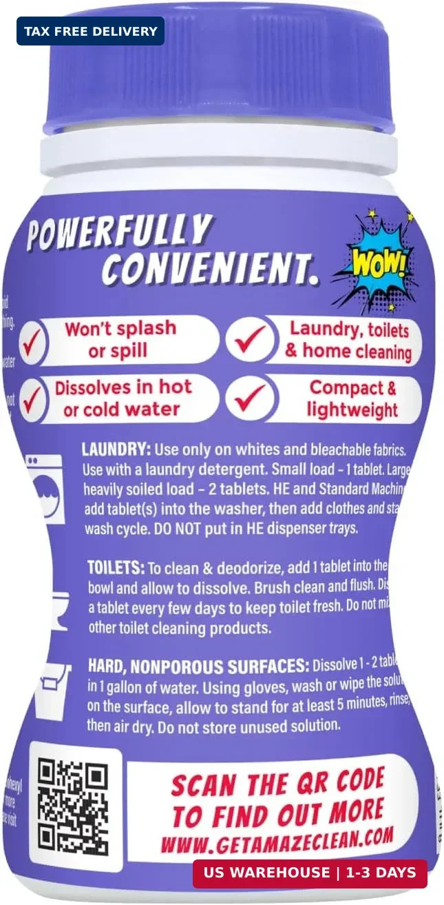 AMAZE Ultra Concentrated Bleach Tablets [32 tablets] – Lavender Scent – for Laun