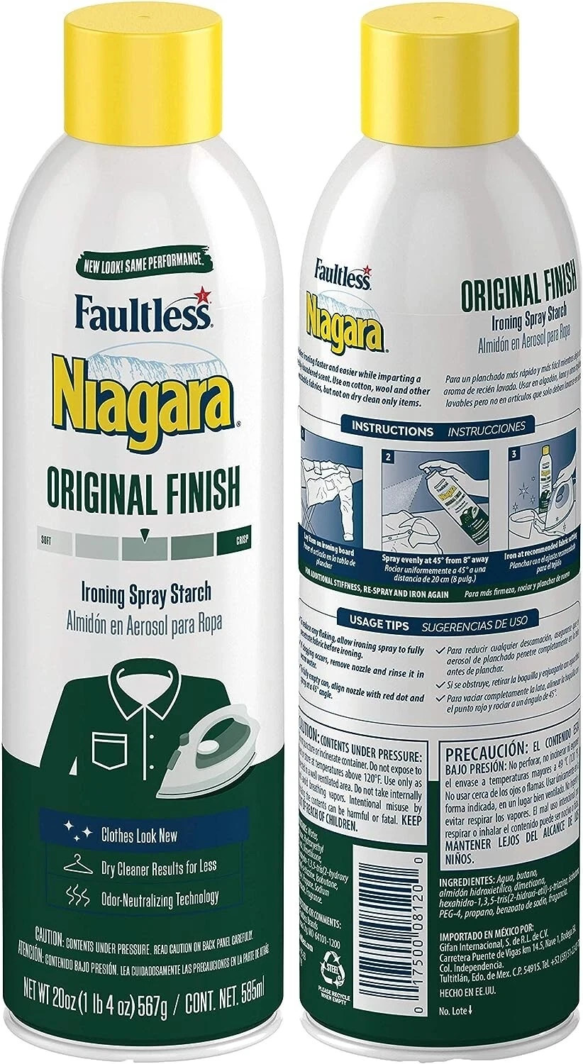 Faultless NIAGARA Ironing Spray Finish Starch Original, 20 oz each (lot of 4)