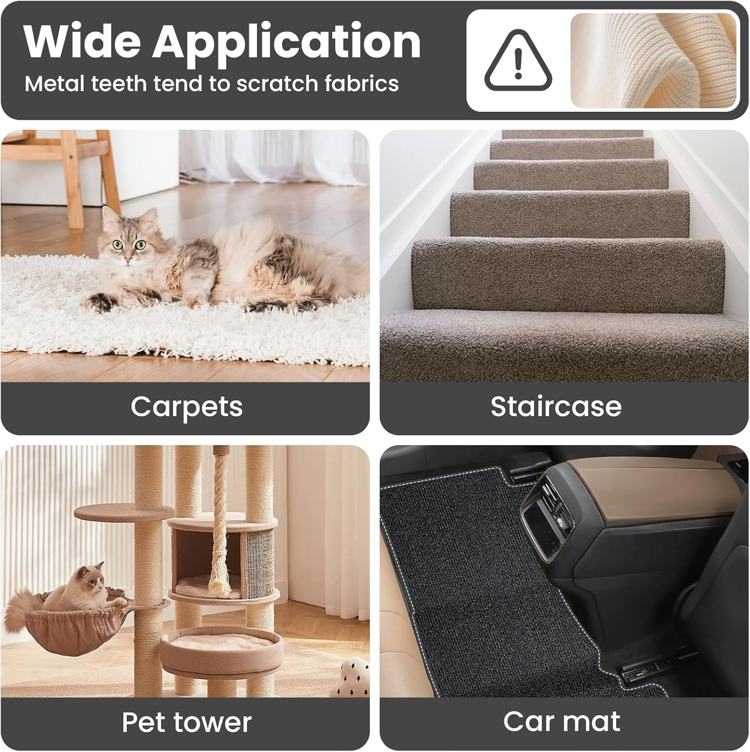 3 in 1 Carpet Rake for Pet Hair Removal, Tool Set of 3, 55” Long Handle Carpet P