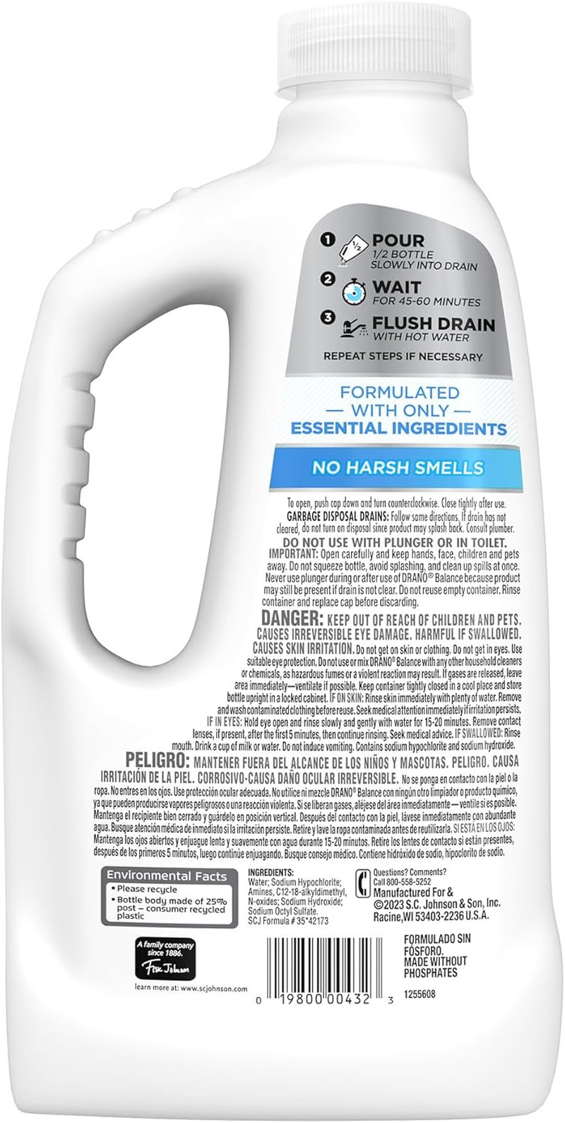 Drano Balance Drain Clog Remover and Cleaner, Non-Corrosive Formula, 32 Fl Oz