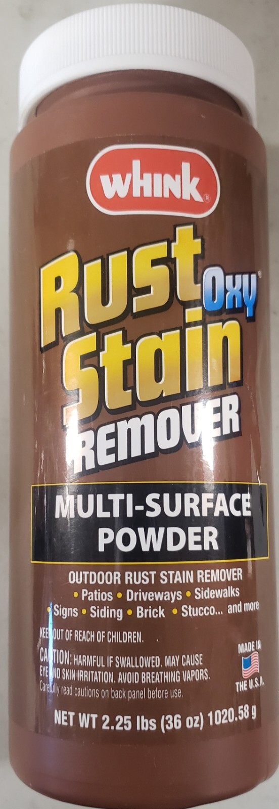 Whink Rust Oxy Stain Remover Multi Surface Powder for Outdoor Stain Removal 36oz