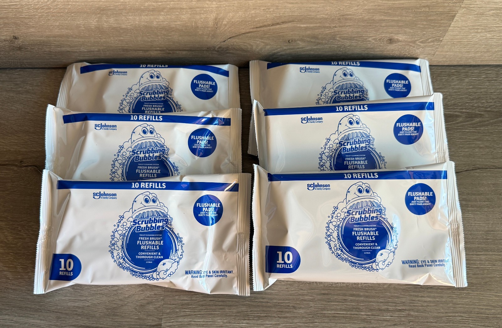 Scrubbing Bubbles Fresh Brush Flushable 10 Refills Pads Lot 6 Pkgs 60 Total Pads