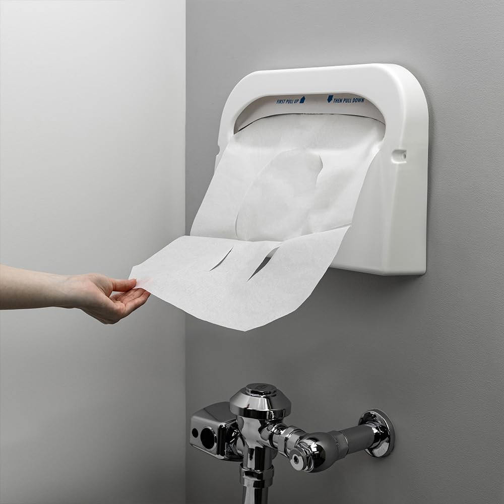 HOSPECO Discreet Seat Half-Fold Toilet Seat Covers, 14.25 X 16.5, White, 250/p