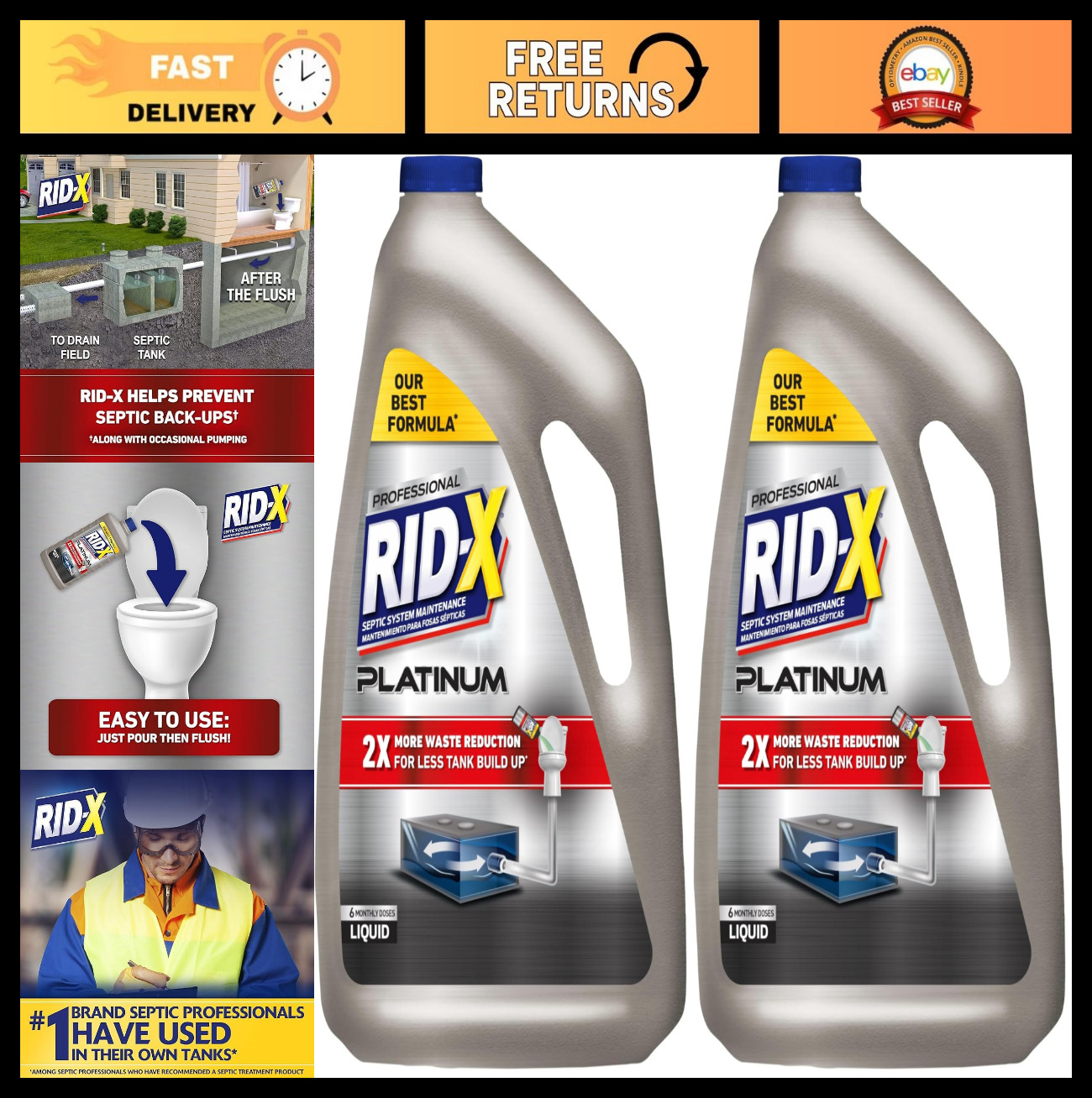 Septic Tank Treatment Liquid – 6 Month Supply, 2 Pack, Advanced Waste Reduction