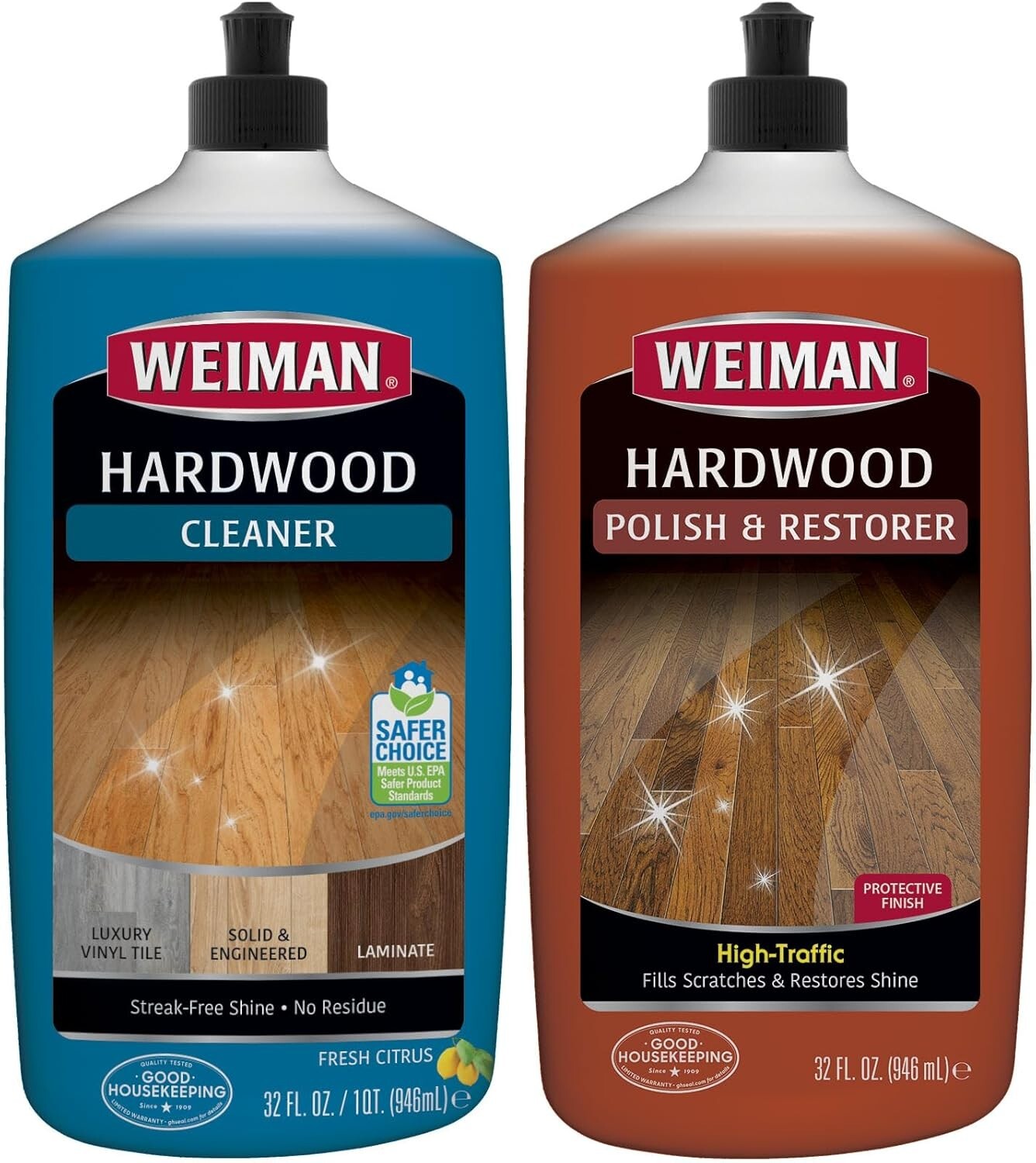 Versatile Hardwood Floor Polish and Cleaner – Safe for Kids & Pets, 2-Pack