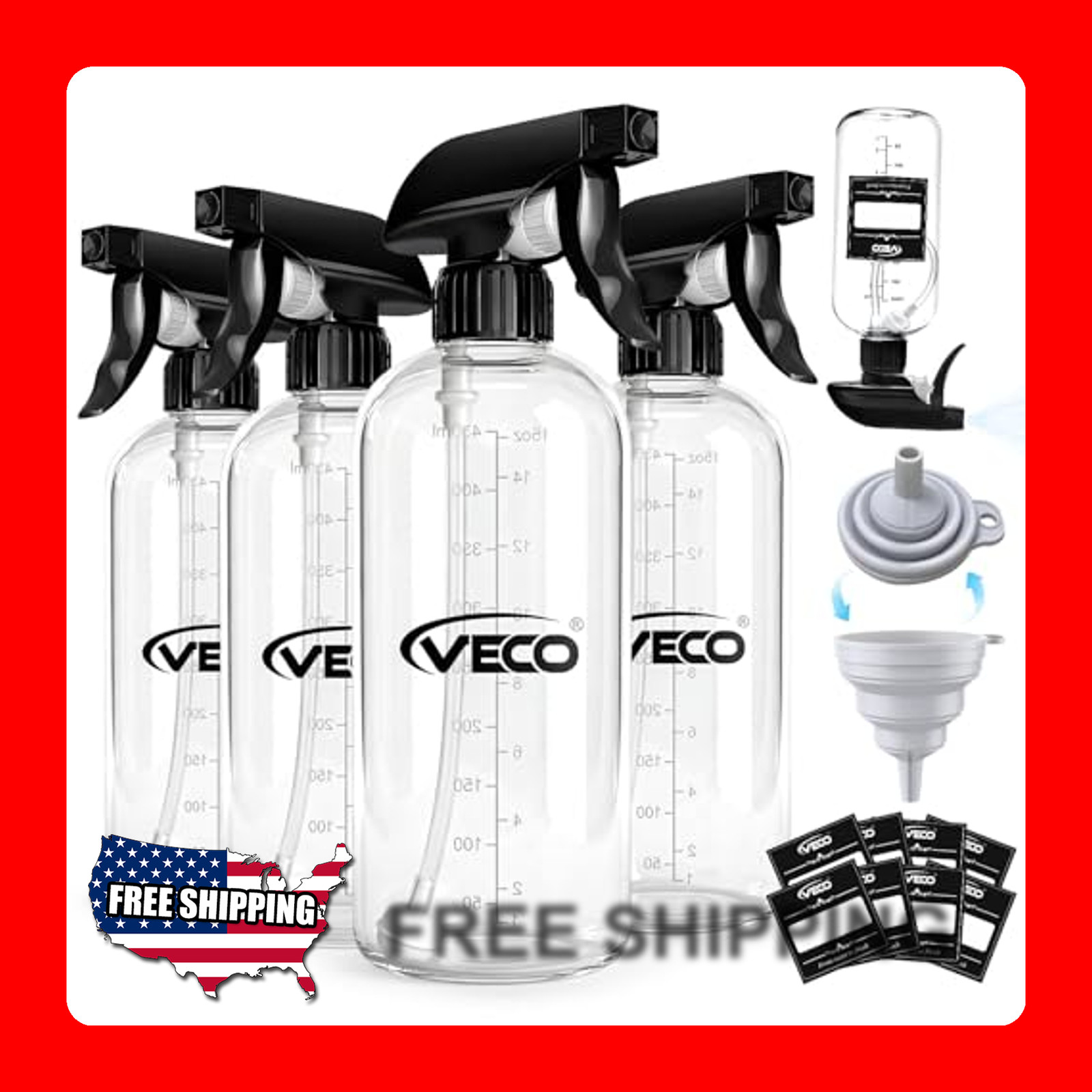 4 Pack 15oz Spray Bottles with Adjustable Nozzle for Cleaning and Gardening