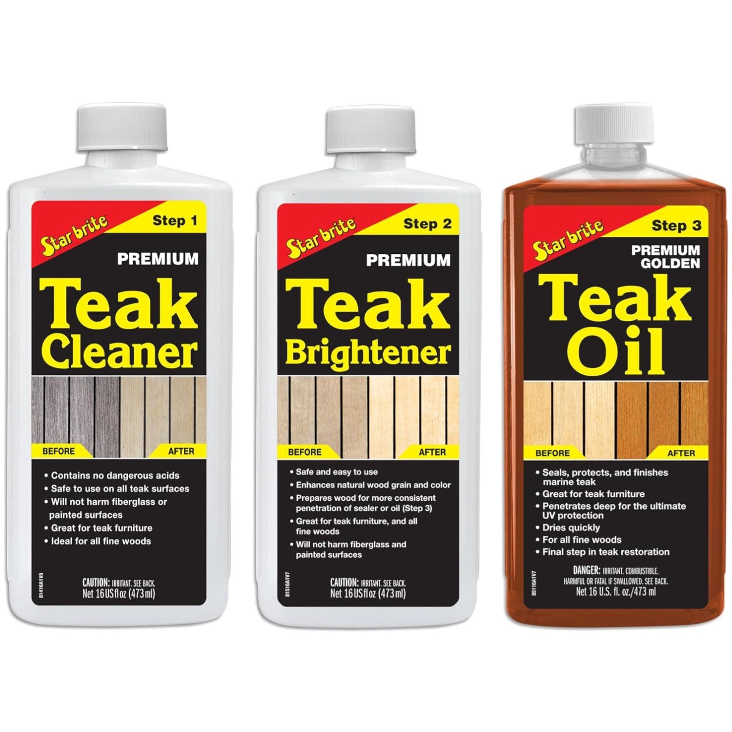 Professional Teak Care Trio – Cleaner, Brightener, Oil