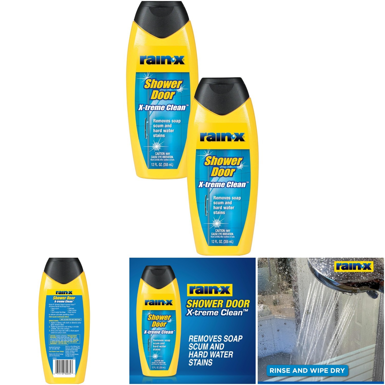 Shower Door Cleaner 12 Fl Oz Glass X-Treme Clean Pack Of 2 Removes Soap Scum