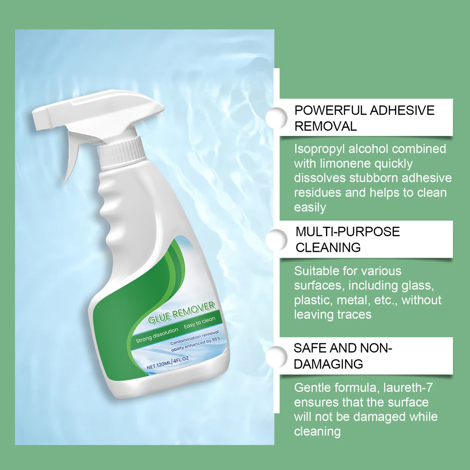 Adhesive Glue Remover Spray for Sticker Tape Residue, 120ml Heavy Duty Cleaner