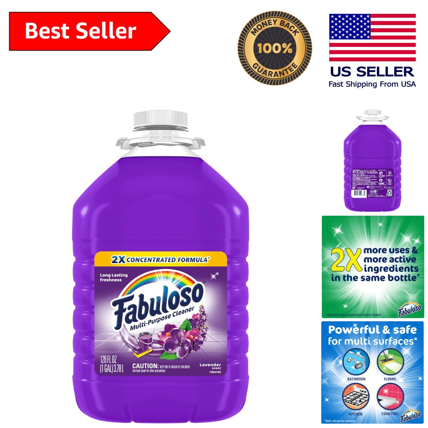 128 fl oz Lavender Multi-Purpose Cleaner – 2X Cleaning Power, Less Plastic Waste