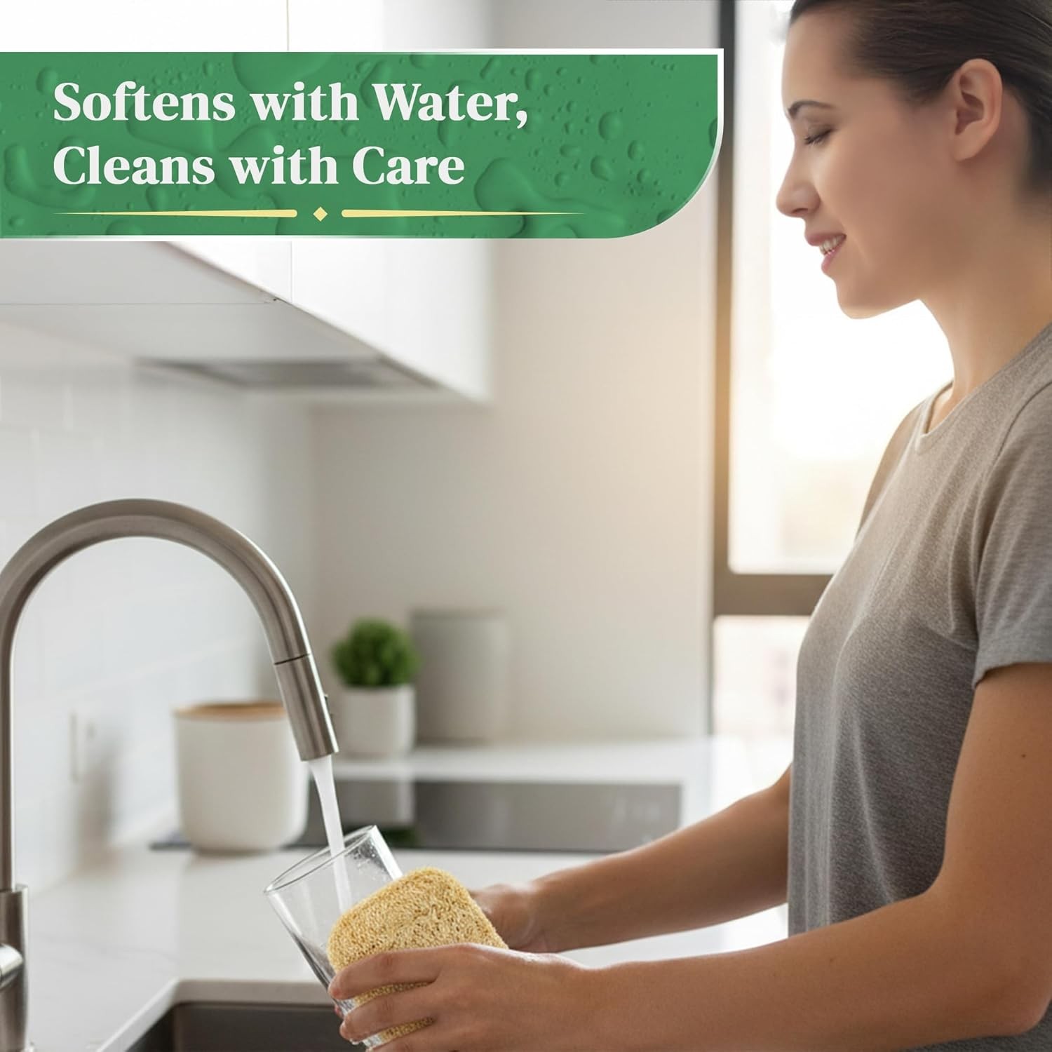 Natural Loofah Kitchen Sponge (3 Pack) – Natural Sponges for Dishes – Eco