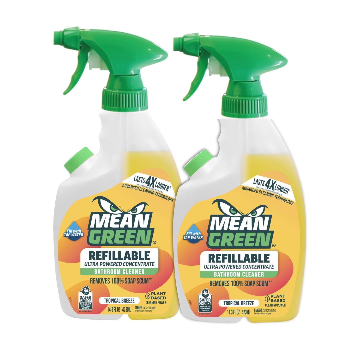 Mean Green Refillable Ultra Powered Bathroom Cleaner Concentrate, Tropical Breez