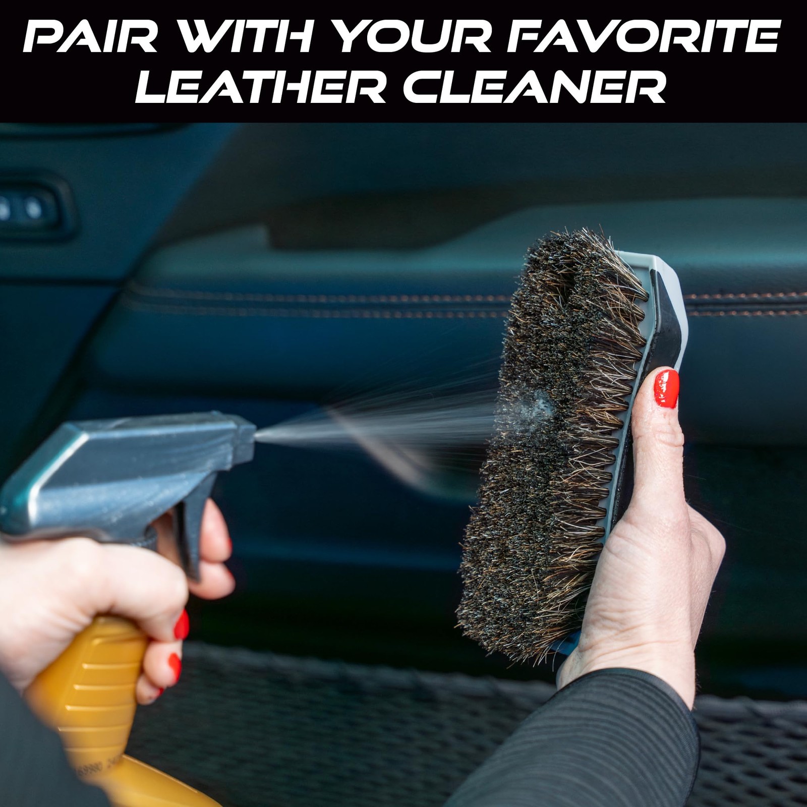 Leather Cleaner Brush, Horsehair Bristles for Car Interior, Cleaning Brush fo…