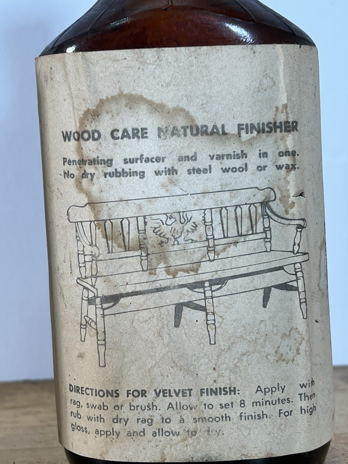 2 Vintage 6 oz Bottles WOOD CARE NATURAL FINISHER Product of THRIFT SHOP METHODS
