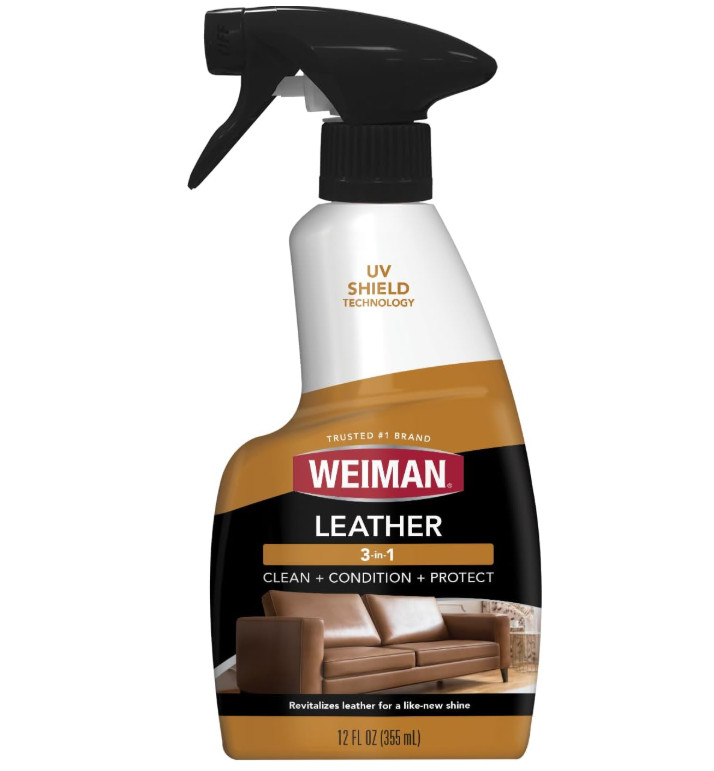 Weiman Leather Cleaner & Conditioner 12 Oz UV Protect for Car Furniture Shoes