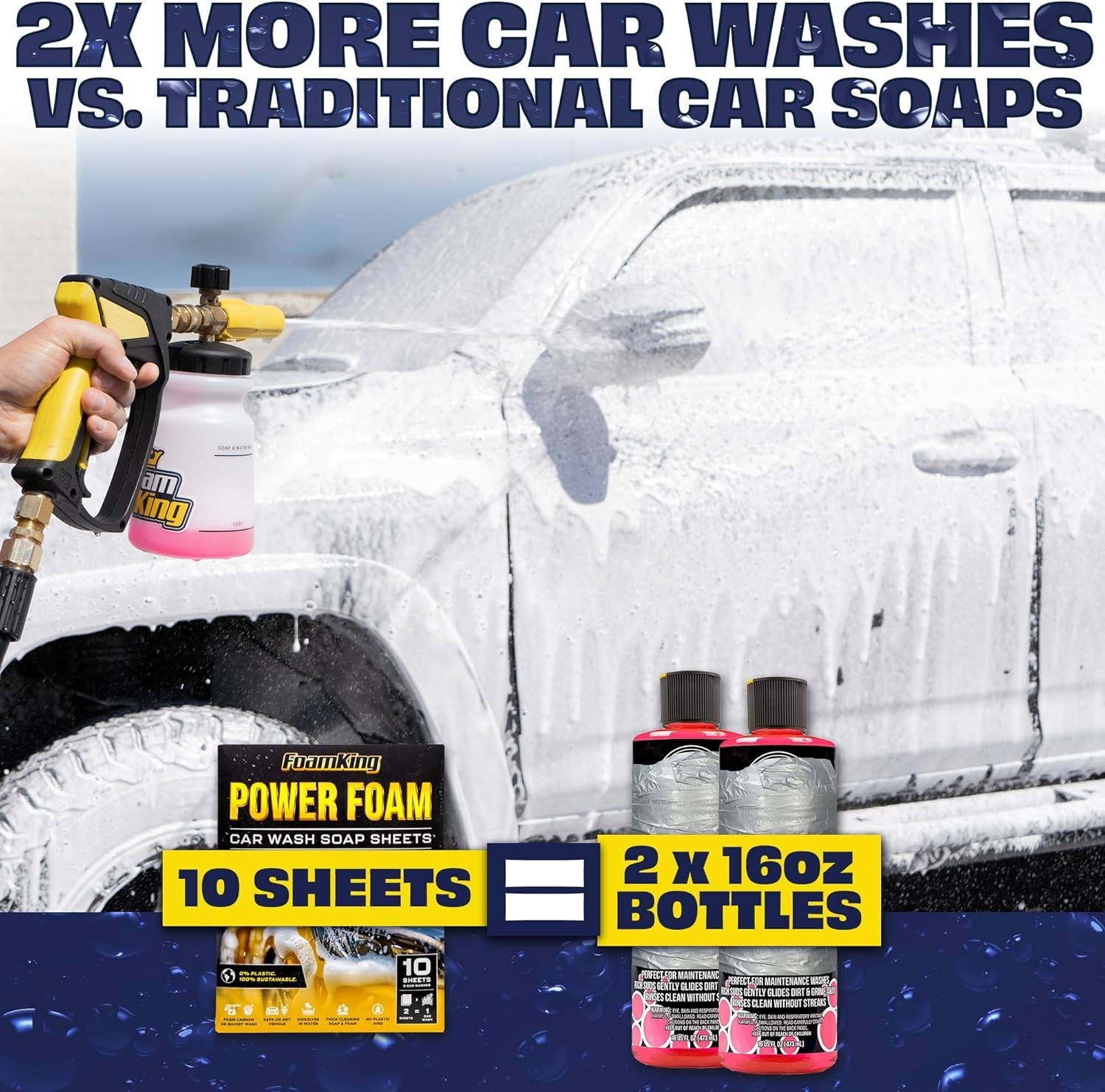 Foam King Car Wash Soap Strip (10ct = 5 Car Washes) – Concentrated Car Cleaning