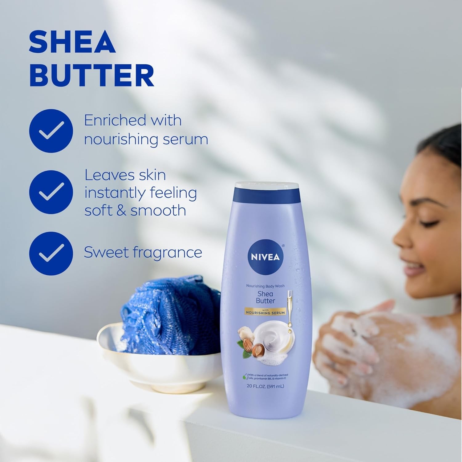 Nourishing Shea Butter Body Wash with Nourishing Serum, Body Wash for Women,
