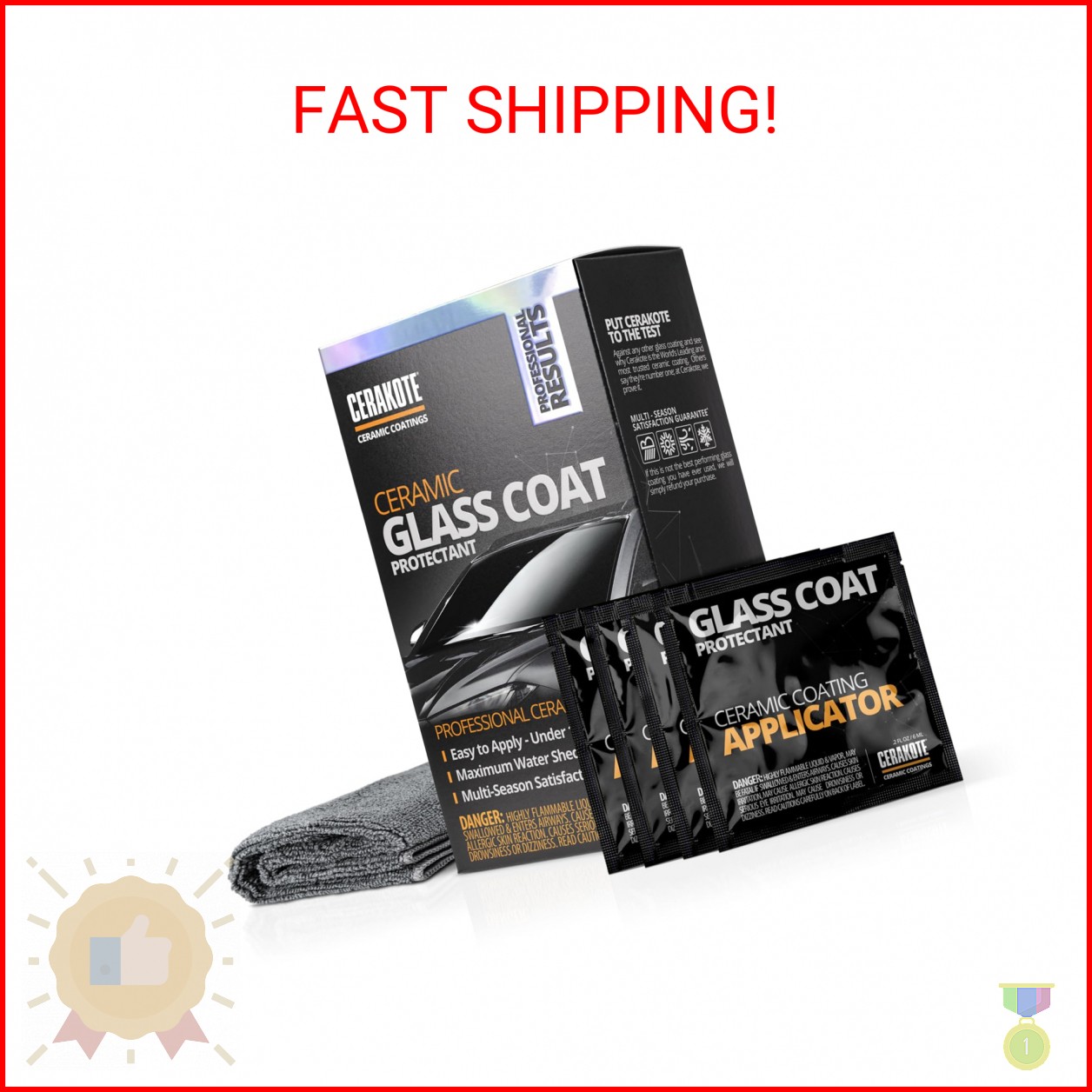 CERAKOTE® Ceramic Glass Coat Protectant – Hydrophobic Automotive Rain Repellant,