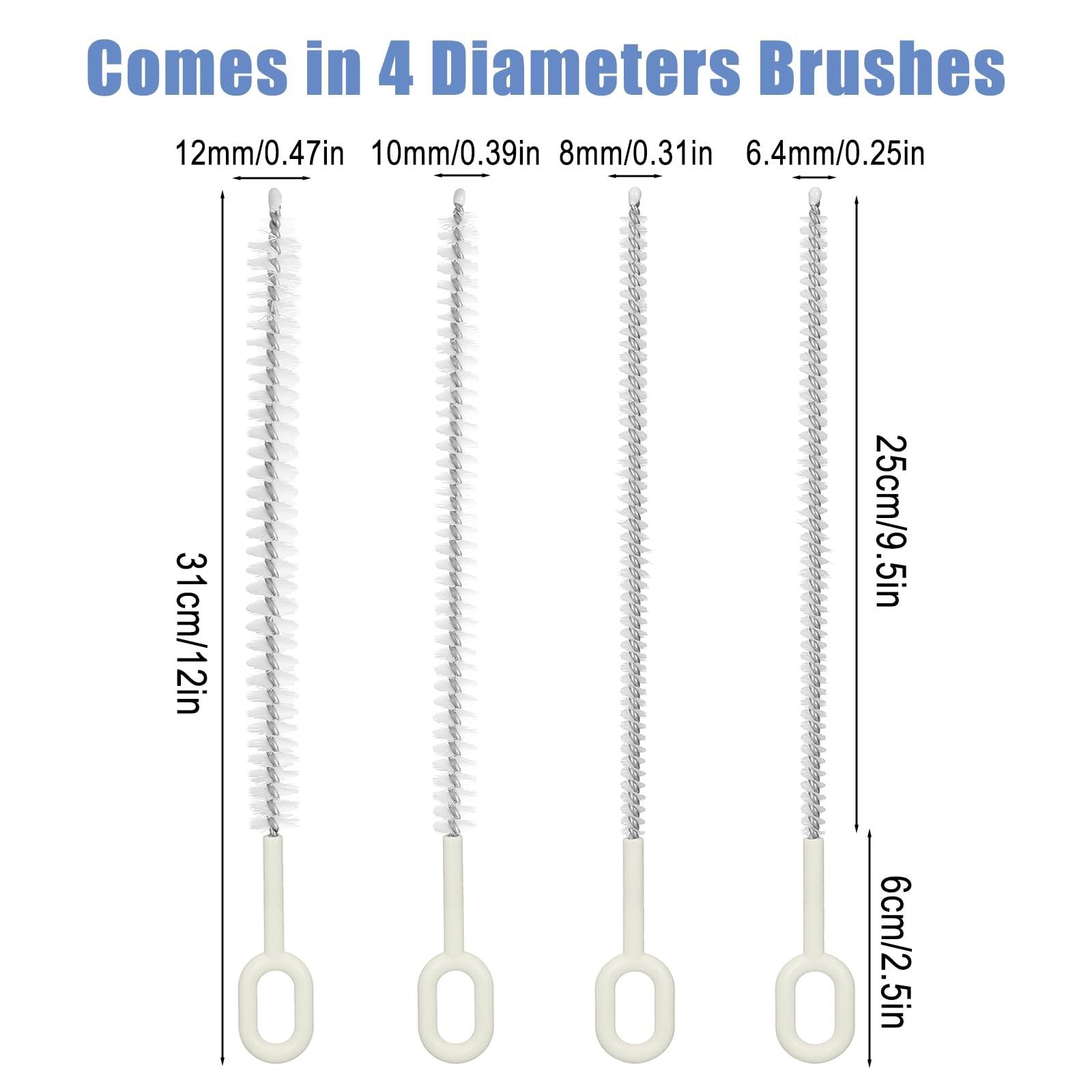 Shimmeroo 4Pcs Long Straw Cleaner Brush, 10.2In Extra Long Straw Tube Brush