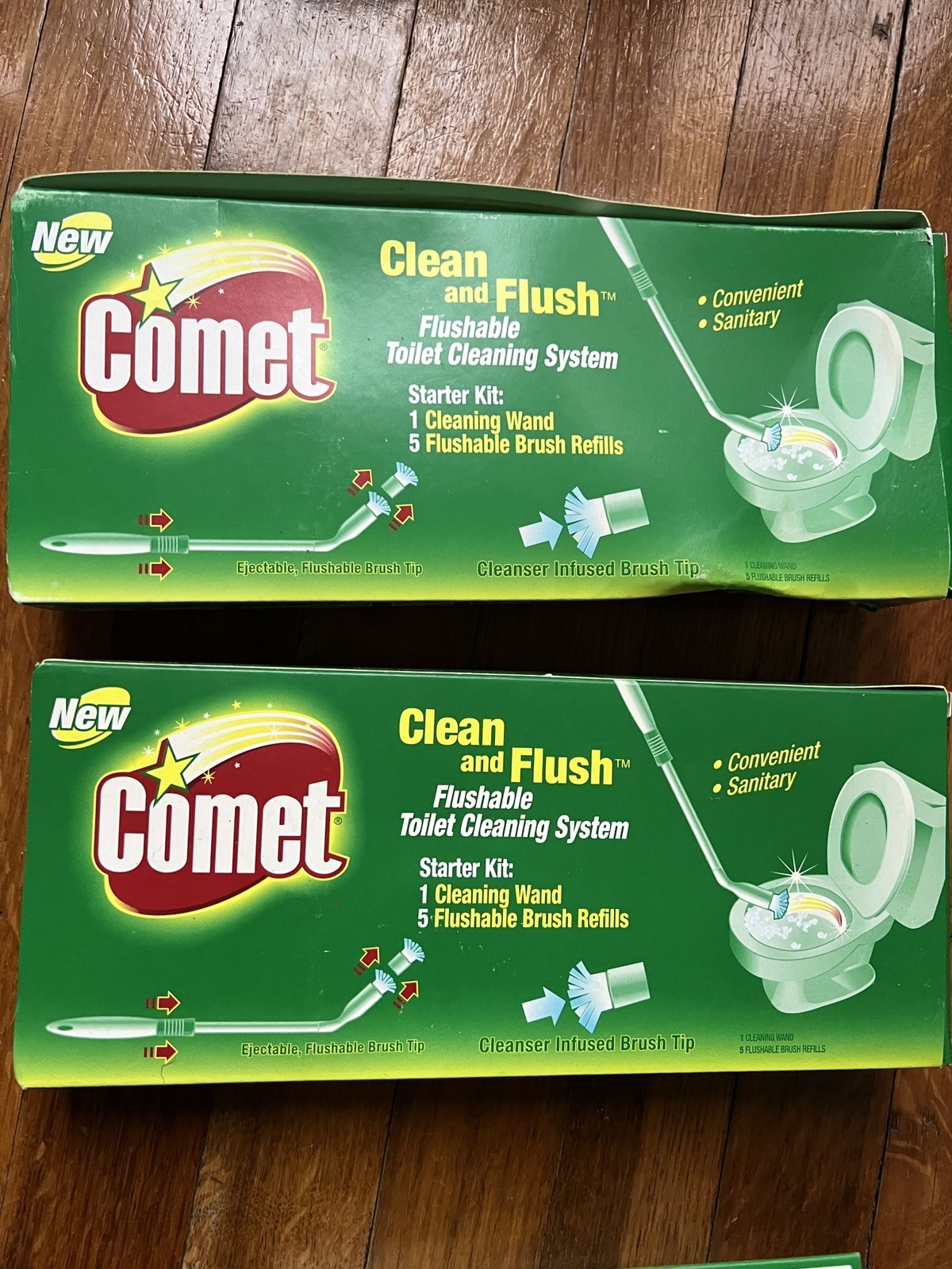HTF Comet clean and flush Wand (2) + brush refills 3 New Packs Vintage Cleaning