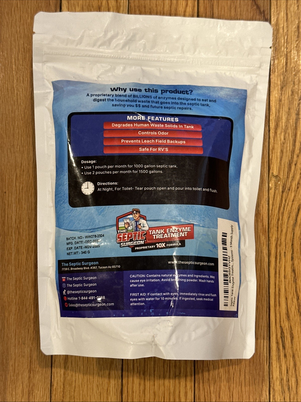 THE SEPTIC SURGEON TANK TREATMENT ENZYME CONTROLS ODOR SAFE FOR ANY PIPES * RVs