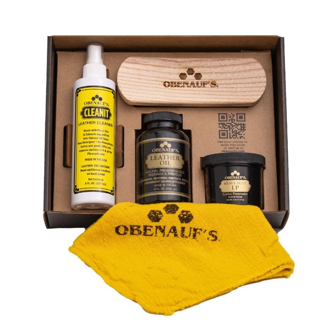 Leather Care Kit – Heavy Duty Preservative, Conditioner, Cleaner & Brush Set