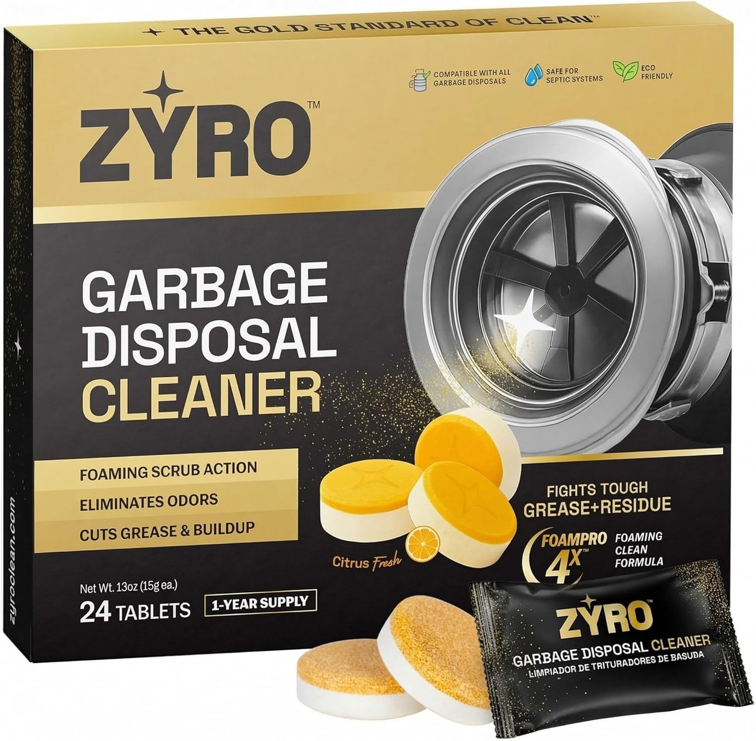 Garbage Disposal Cleaner and Deodorizer | 24 Pack | Kitchen Sink Cleaner Tablets