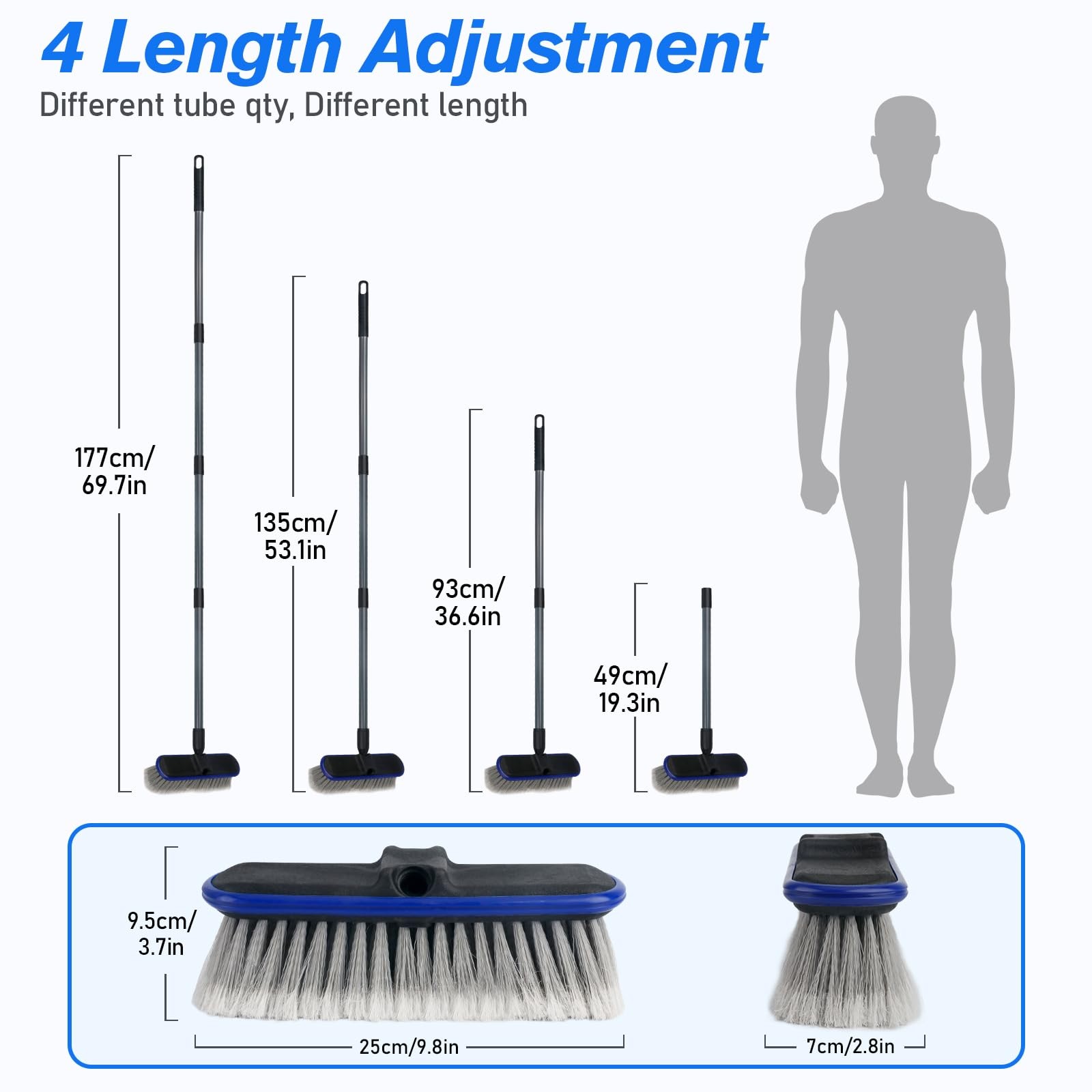 Forgrace 67″ 170cm Extendable Car Wash Brush with Long Handle & Soft Bristles…