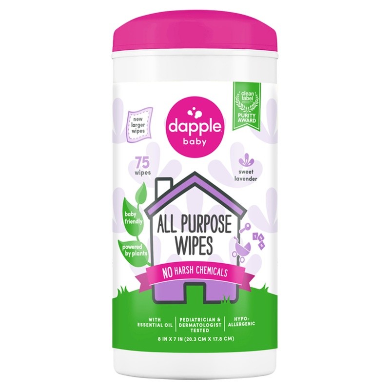 Baby All-Purpose Cleaning Wipes Plant-Based Lavender 75 Count Safe Gentle New