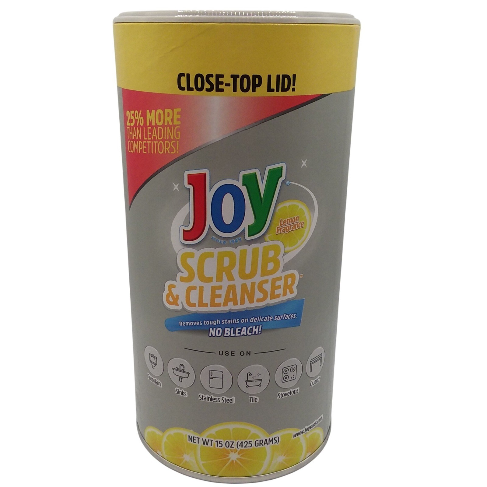 Joy Scrub & Cleanser Lemon Fragrance 15 oz No Bleach Close-Top Lid Tough Stains