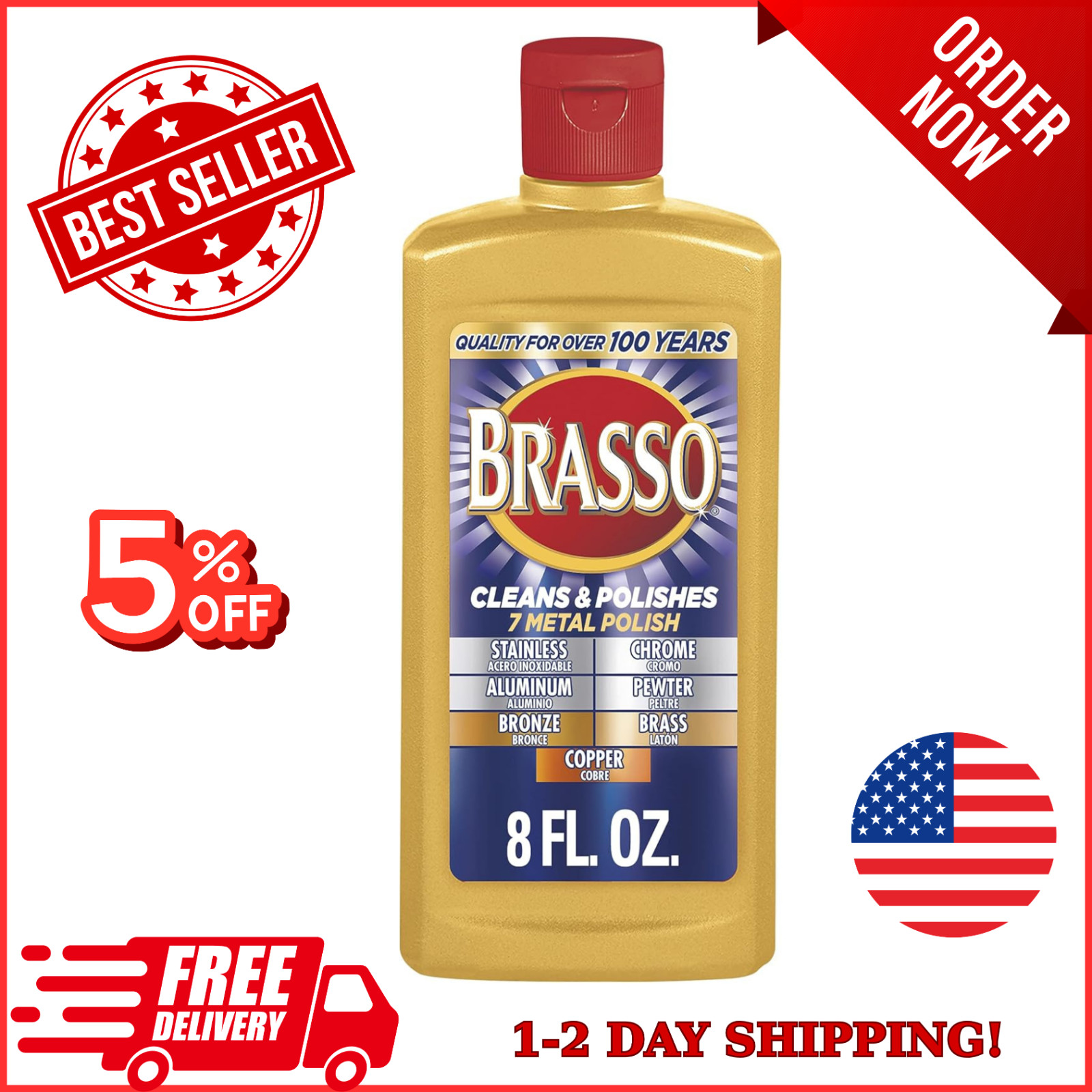 Polisher For Brass Copper Stainless Steel Chrome Aluminum Pewter Bronze Cleaner