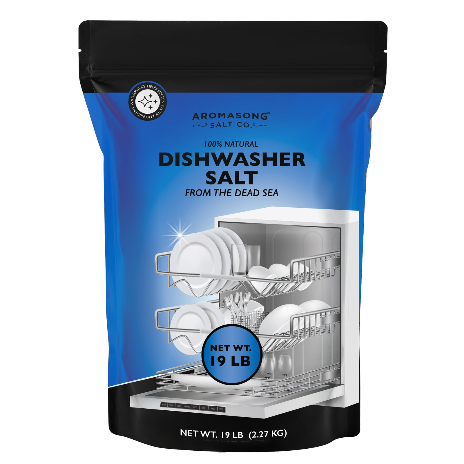 Dishwasher Salt 19 LB – 100% Natural Water Softening Agent for Cleaner Dishes…
