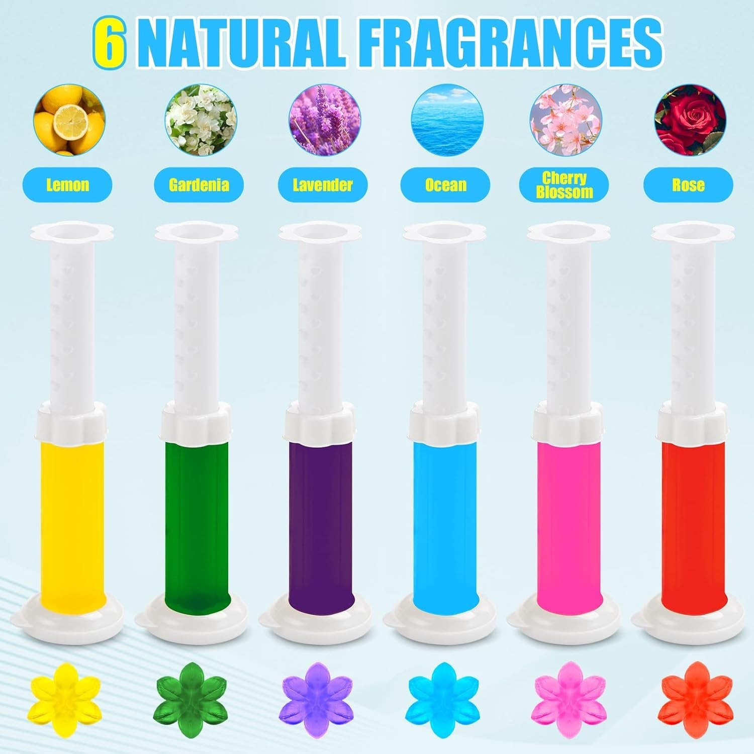 6-Pack Toilet Gel Stamps – 72 Stamps, 6 Scents, Flowers Shaped, Long-Lasting