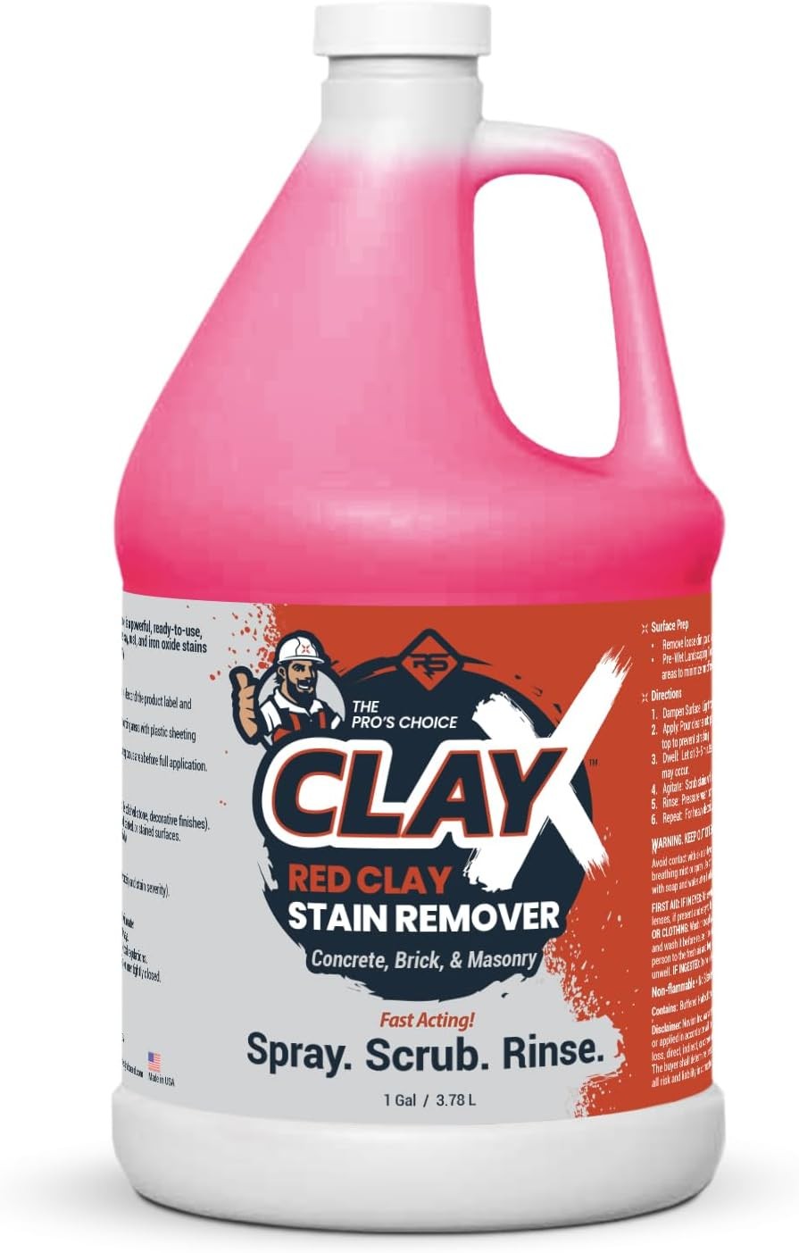 Clay-X Red Clay Stain Remover – 1 Gallon Removes Red Clay Stains & Rust from